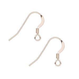Ear wire fishhook 1pkg2 14Kt rose gold-filled, 14mm flat / 2.5mm coil / open loop, 22 gauge 1 pair