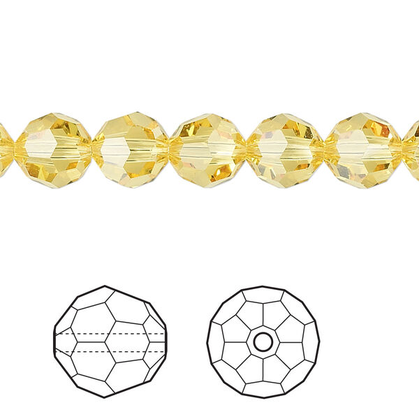 Bead 12pk light topaz, Crystal Passions® 8mm round 5000 image number 0