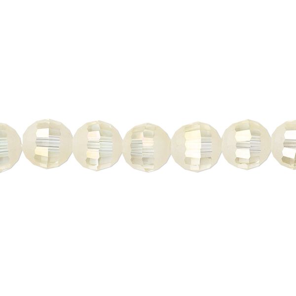 Bead 1pk 96 facets translucent crystal opal AB half-matte, Celestial Crystal® 8mm round 8 inch image number 0