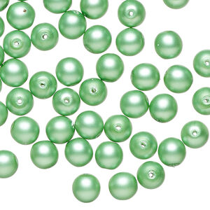 Bead 1pkg60, Czech pearl-coated glass druk, opaque matte sea foam green, 6mm round.