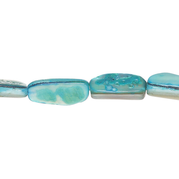Mother-of-pearl shell 1pkg1, stick bead 15 inch light teal / silver 14x5mm-15x11mm image number 0