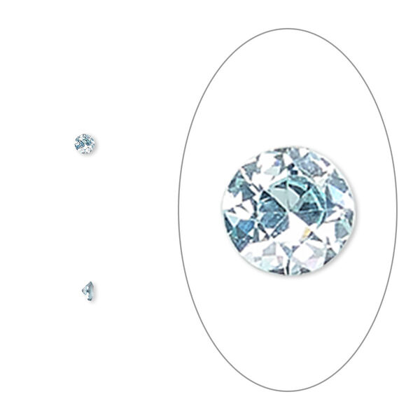 Gem, cubic zirconia, aqua blue, 2mm faceted round, Mohs hardness 8-1/2. Sold per pkg of 10. image number 0