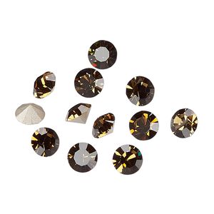 Chaton 12pk smoked topaz foil back, Preciosa MAXIMA Czech crystal rhinestone 6.14-6.32mm 15-cut faceted round SS29