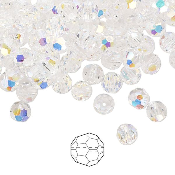 Bead 576pk crystal AB, Preciosa Czech crystal 5mm round image number 0