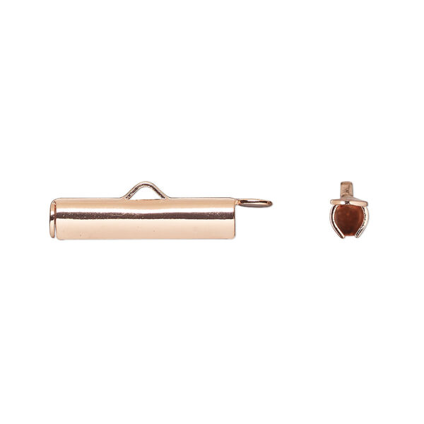 End bar, copper-plated brass, 20x4mm round tube with fold-in ends, 2.75-3mm inside diameter. Sold per pkg of 10. image number 0