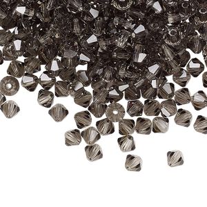 Bead 48pk black diamond, Preciosa Czech crystal 4mm bicone
