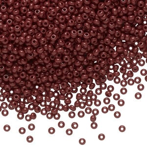 Seed bead, Preciosa Ornela Czech glass, pkg/50g, #11 rocaille, opaque red coral, (93310).