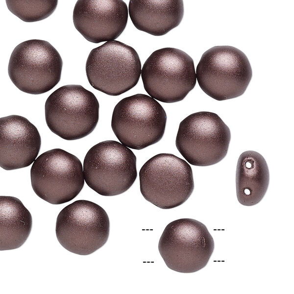 Bead, Preciosa Candy™, Czech pressed glass, opaque brown pastel pearl, 8mm candy with (2) 0.8-0.9mm holes. Sold per pkg of 20. image number 0