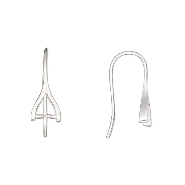 Ear wire 1pkg2 sterling silver, 18mm / perpendicular ice-pick bail / 4mm grip length, 19 gauge 1 pair image number 0