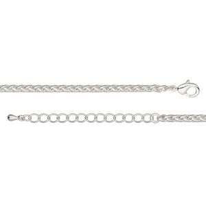 Chain 1pkg1 silver-plated ponytail, 3.2mm / lobster claw clasp, brass 24 inch