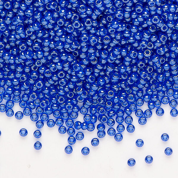 Glass 1pkg1, round seed bead opaque luster royal blue #11 100g image number 0