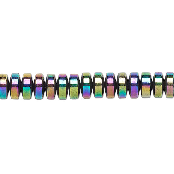 Hemalyke™ 1pkg1, rainbow titanium-coated rondelle bead 15.5-16 inch 7x3mm image number 0