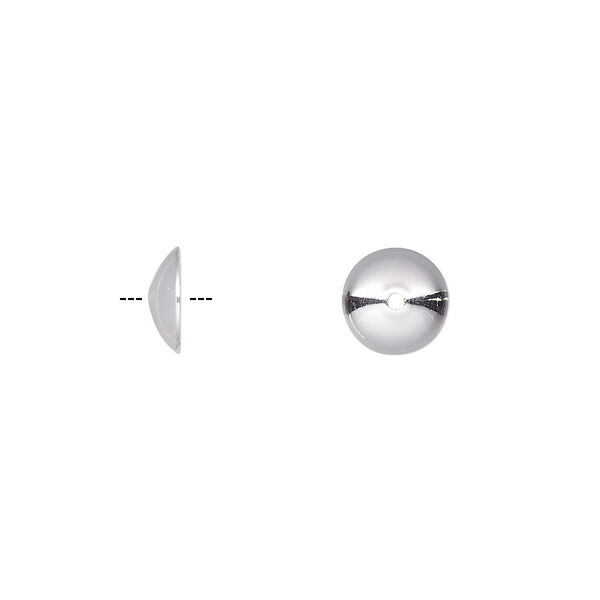 Bead cap, sterling silver-filled, 8x2.5mm smooth round, fits 8-10mm bead. Sold per pkg of 6. image number 0