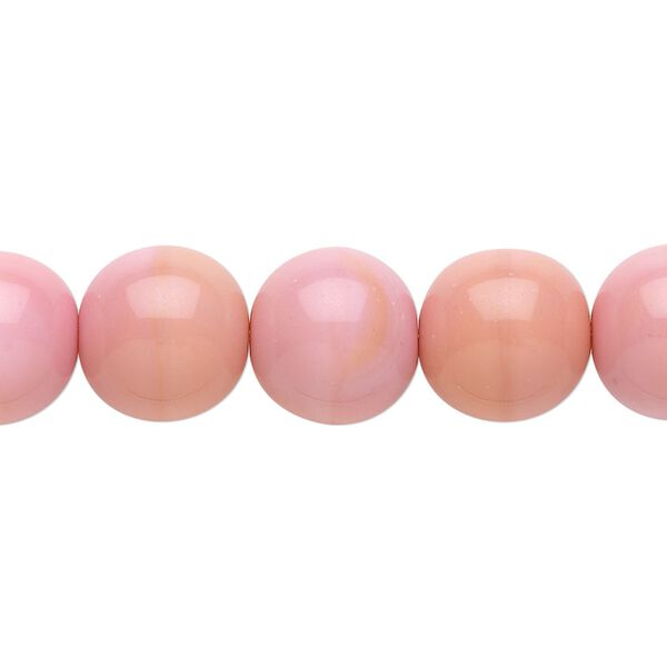 Bead, Czech glass druk, opaque pink, 12mm round. Sold per 15-1/2" to 16" strand. image number 0