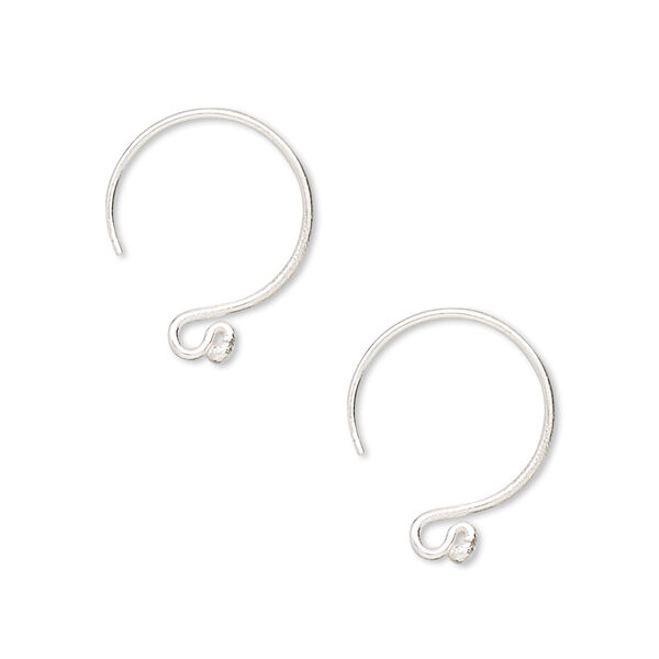 Ear wire, sterling silver, 17mm French hook with ball and open loop, 19 gauge. Sold per pair. image number 0