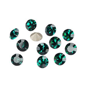 Chaton 144pk emerald foil back, Preciosa MAXIMA Czech crystal rhinestone 6.14-6.32mm 15-cut faceted round SS29
