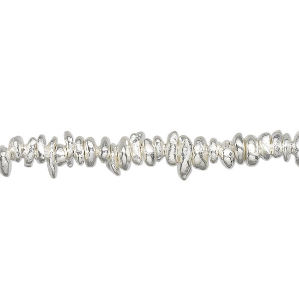 Bead, Hill Tribes, sterling silver, 4x1mm-8x3mm molten drop. Sold per 15-gram pkg, approximately 50 beads. image number 0