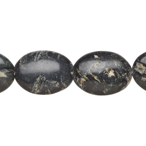 Himalayan black tourmaline 1pkg1, puffed oval bead natural, 15 inch 18x14mm-19x14mm image number 0