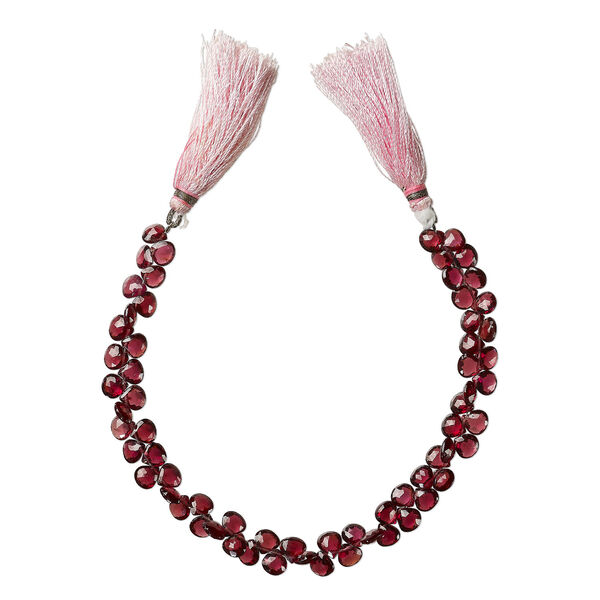 Rhodolite garnet (natural) 1pkg1, hand-cut top-drilled faceted puffed teardrop bead, 8 inches 6mm image number 2