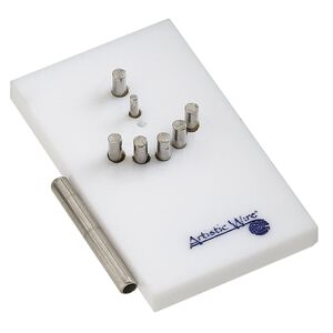 Jig, Artistic Wire® Findings Forms™, Beadalon®, 20x19mm connector, acrylic / steel / stainless steel, white and blue, 2 x 1-1/4 inch rectangle. Sold per 2-piece set.