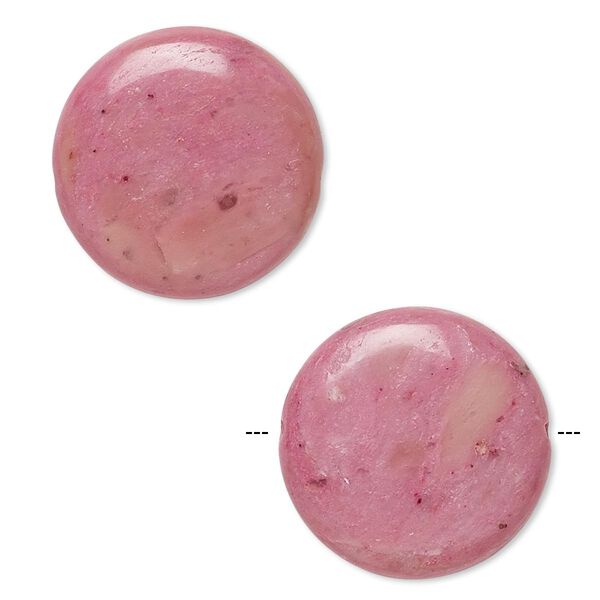 Rhodonite 1pkg2, flat round bead natural B grade, 20mm image number 0