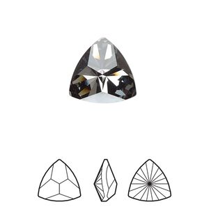 Fancy stone 1pk crystal silver night foil back, Crystal Passions® 14.3x14mm prismatic triangle 4799