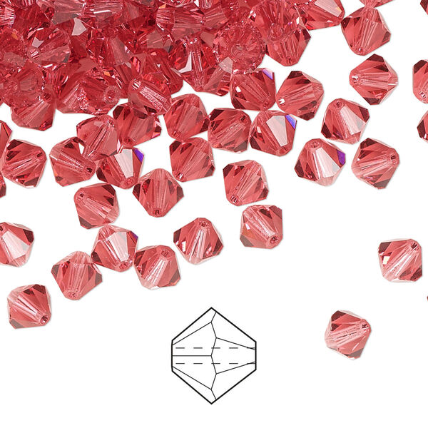 Bead 24pk Indian pink, Preciosa Czech crystal 5mm bicone image number 0