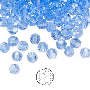 Bead 24pk light sapphire, Preciosa Czech crystal 5mm round