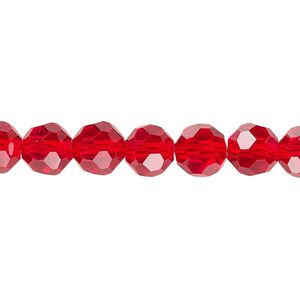 Bead 1pk 32 facets transparent red, Celestial Crystal® 8mm round 15.5-16 inch