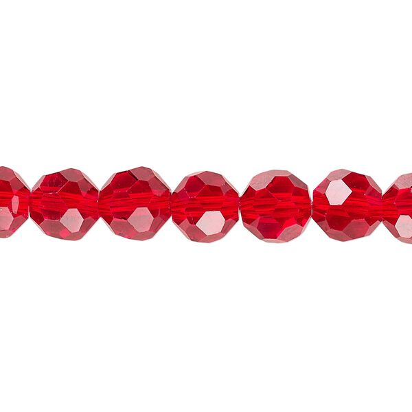 Bead 1pk 32 facets transparent red, Celestial Crystal® 8mm round 15.5-16 inch image number 0