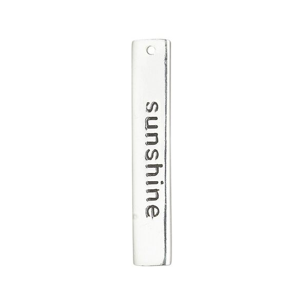 Focal, sterling silver and enamel, black, 32.5x5.5mm single-sided rectangle with "sunshine." Sold individually. image number 0