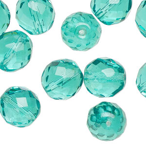 Bead 1pkg30, Czech fire-polished glass, 12mm faceted round, transparent light aqua, (60110).