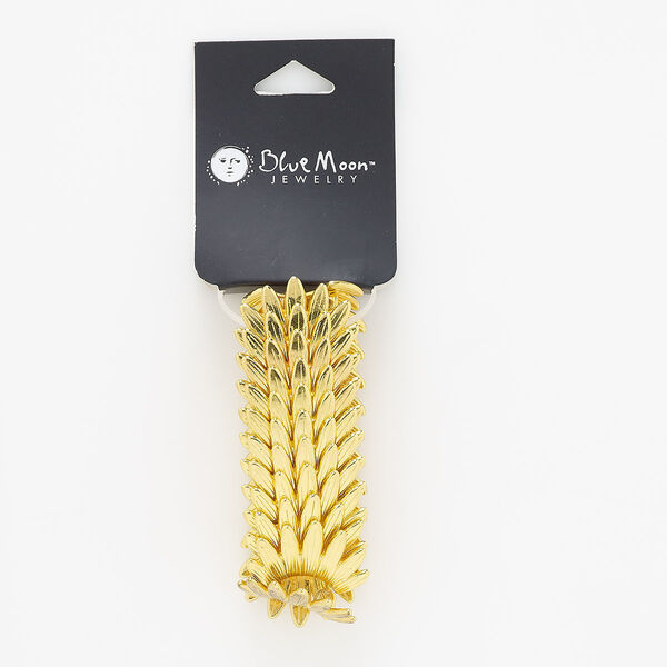 Bracelet, stretch, gold-finished "pewter" (zinc-based alloy), 31mm wide, 6-1/2 inches. Sold individually. image number 0