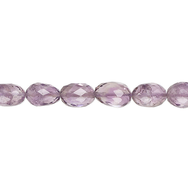 Amethyst 1pkg1, hand-cut faceted oval bead natural B- grade, 8 inch 7x5mm-10x7mm image number 0