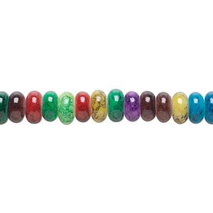 Bead, glass, jewel tones, 6x3mm rondelle. Sold per 36-inch strand.