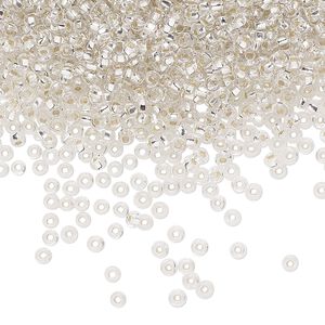 Seed bead, Preciosa Ornela Czech glass, pkg/50g, #11 rocaille, transparent silver-lined clear, (78102).