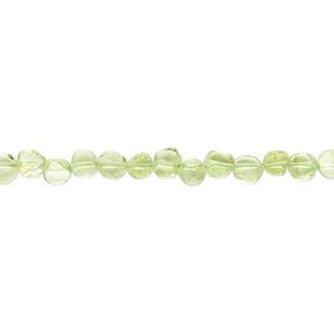 Peridot 1pkg1, hand-cut flat round bead natural 15.5-16 inch 4-5mm
