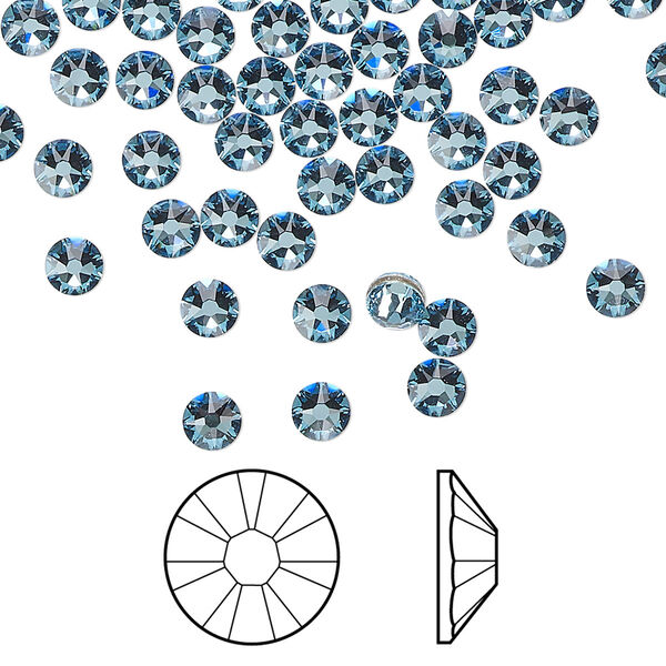 Flat back 1440pk aquamarine foil back, Swarovski® 3.8-4mm rose round SS16 2088 image number 0