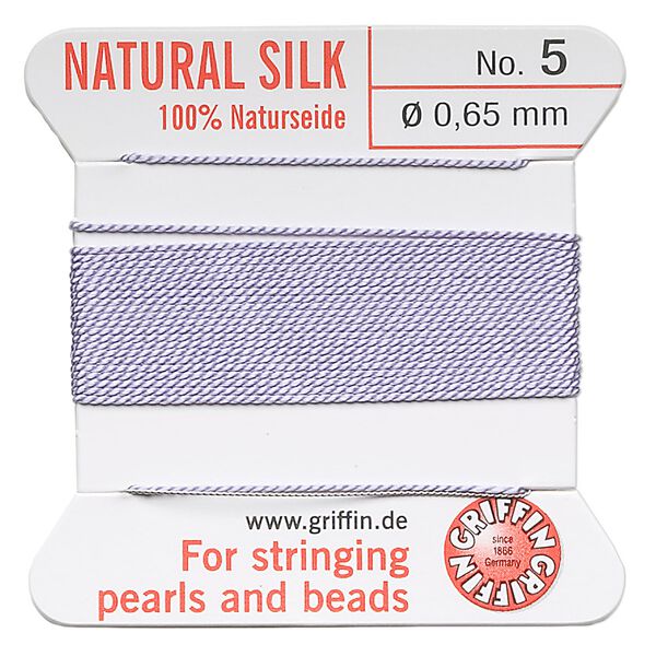 Thread, Griffin, silk, lilac, size #5. Sold per 2-meter card (approximately 78 inches). image number 0