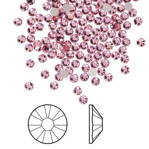 Flat back 1440pk light rose foil back, Swarovski® 2.5-2.7mm rose round SS9 2058