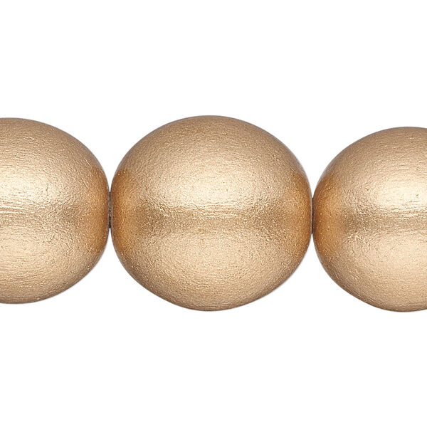 Bead, painted Taiwanese cheesewood (coated), metallic gold, 19-20mm round. Sold per 15-1/2" to 16" strand. image number 0
