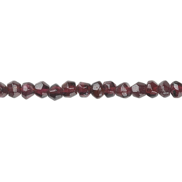 Garnet 1pkg1, hand-cut tumbled faceted round bead 15.5-16 inch 4mm image number 0