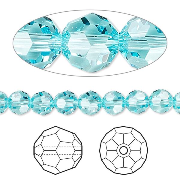 Bead 360pk light turquoise, Swarovski® 6mm round 5000 image number 0