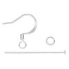 Earring finding assortment 1pkg60 silver-plated, 16mm fishhook ear wire / 1.125 inch head pin / 4mm jump ring, 22 gauge brass image number 1