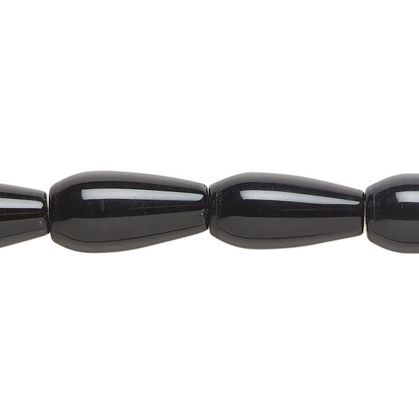 Bead, black onyx (dyed), 16x8mm teardrop, B Grade, Mohs hardness 6-1/2 to 7. Sold per 15-1/2 to 16-inch strand. image number 0