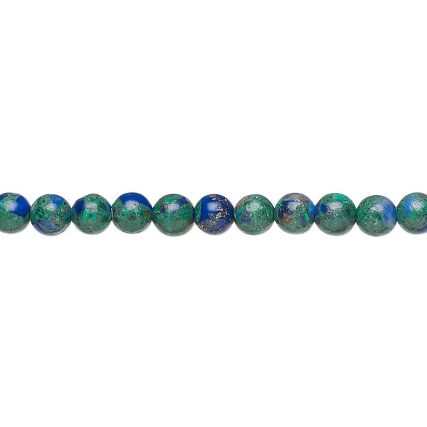 Bead 1pkg1 azurite-malachite, 4mm round 15.5-16 inch assembled image number 0