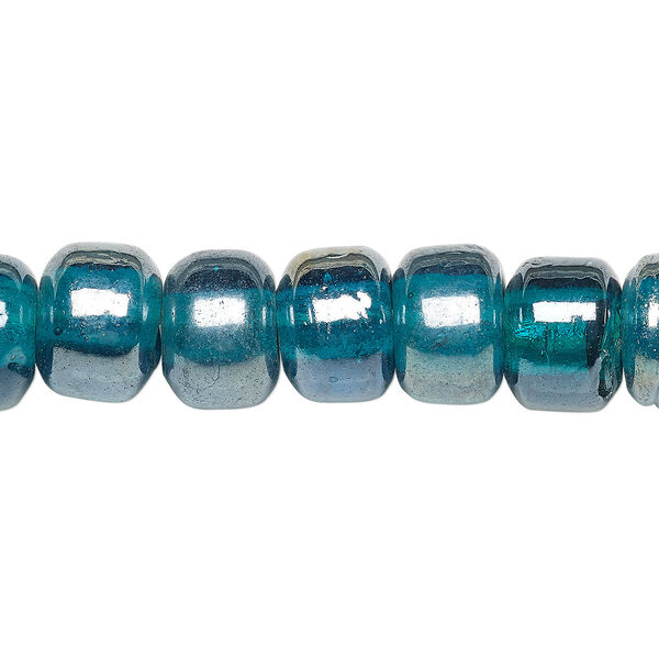 Bead, glass, translucent luster ocean, 9x7mm crow. Sold per 24-inch strand. image number 0