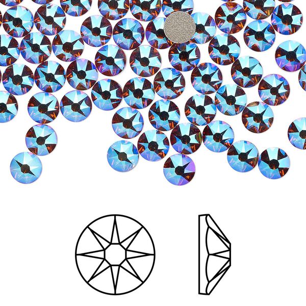 Flat back 1440pk topaz shimmer foil back, Swarovski® 3.8-4mm rose round SS16 2088 image number 0
