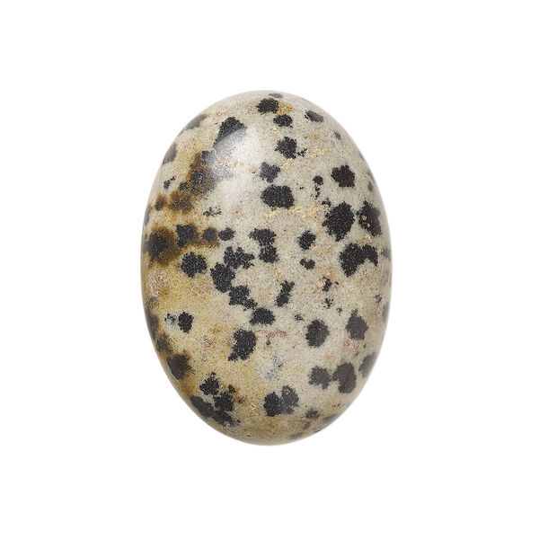 Cabochon, Dalmatian jasper (natural), 25x18mm calibrated oval, B grade, Mohs hardness 6-1/2 to 7. Sold per pkg of 2. image number 0