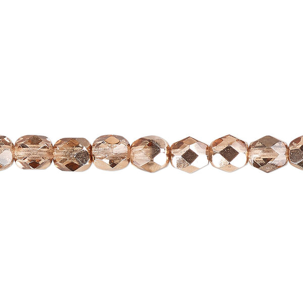 Bead, Czech fire-polished glass, opaque to translucent metallic apricot, 6mm faceted round. Sold per pkg of 1,200 (1 mass). image number 0